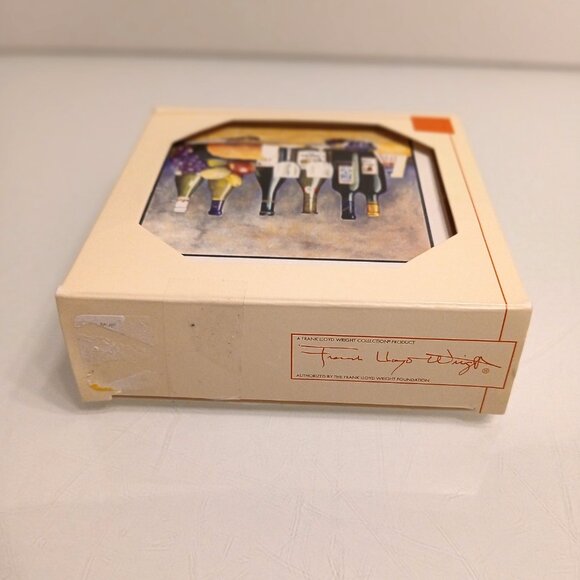 Frank Lloyd Wright Wine Bottles With Fruit And Bread Absorbent Coasters Set of 4 - Picture 6 of 9